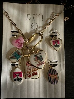 DIY Viral Gold-Tone Charm Necklace with Pink and White Heart Charms